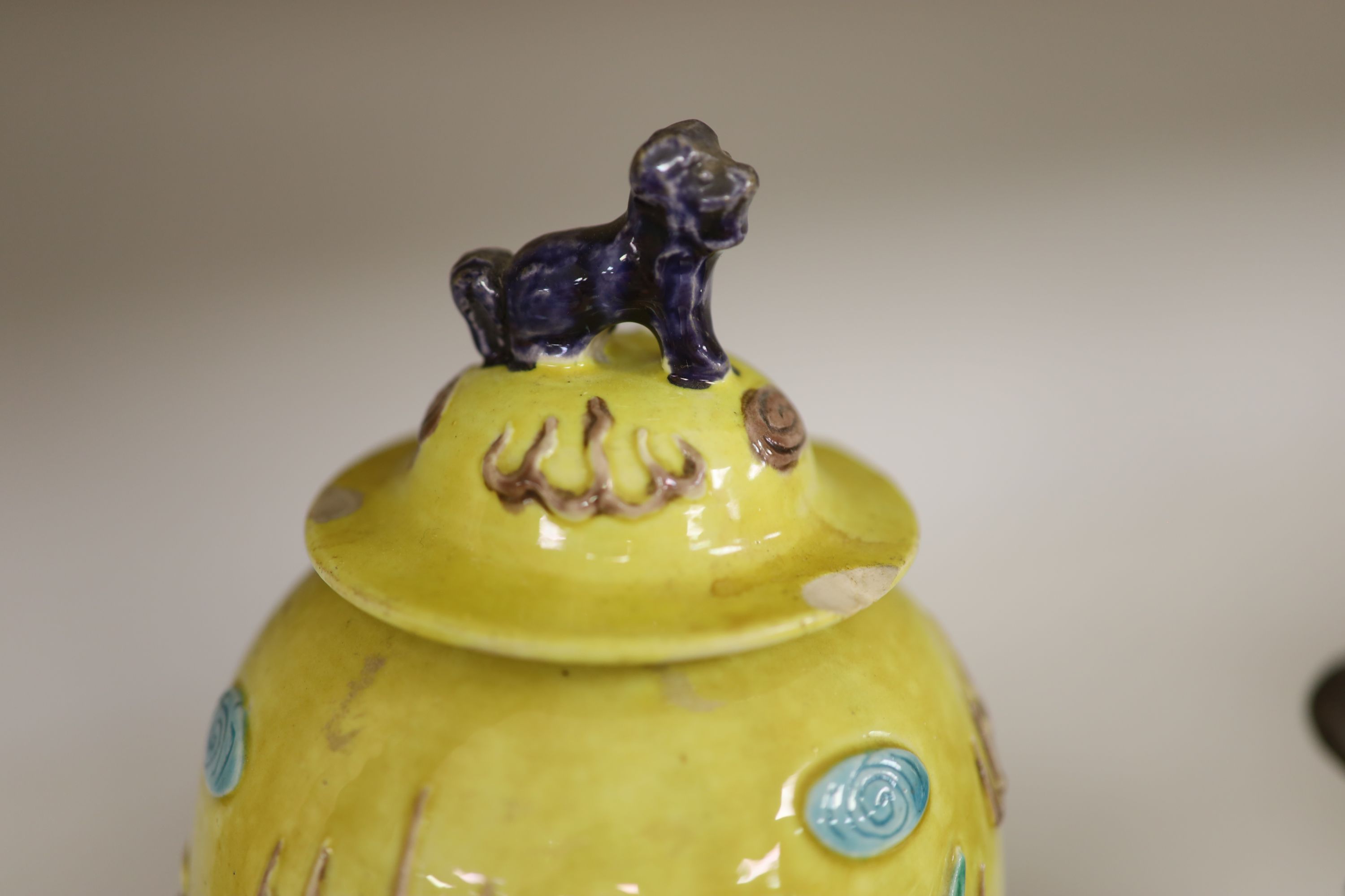 A Chinese polychrome glazed vase, Wang Bingrong seal mark, height 29cm, neck reduced